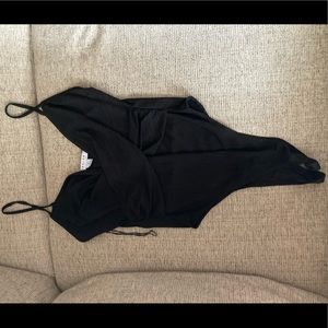 Black semi sheer small bodysuit from Forever 21.